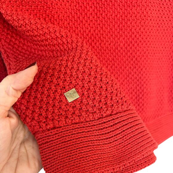 Lauren Ralph Lauren Red Boatneck Basketweave Knit Sweater Size XL - Picture 4 of 7